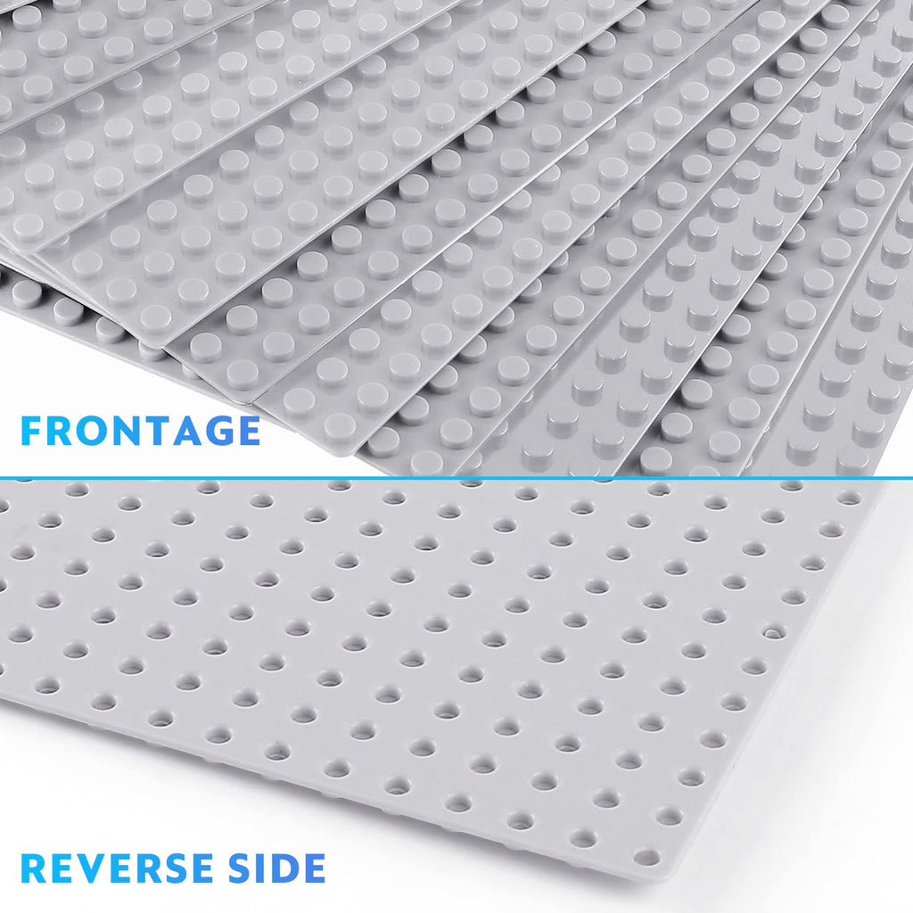 Pokiiulk Classic Baseplates Building Plates-Pack of 10 Large 10" x 10" Building Bricks Compatible with All Major Brands,Perfect STEM Gift for Builders Age 3+,Grey