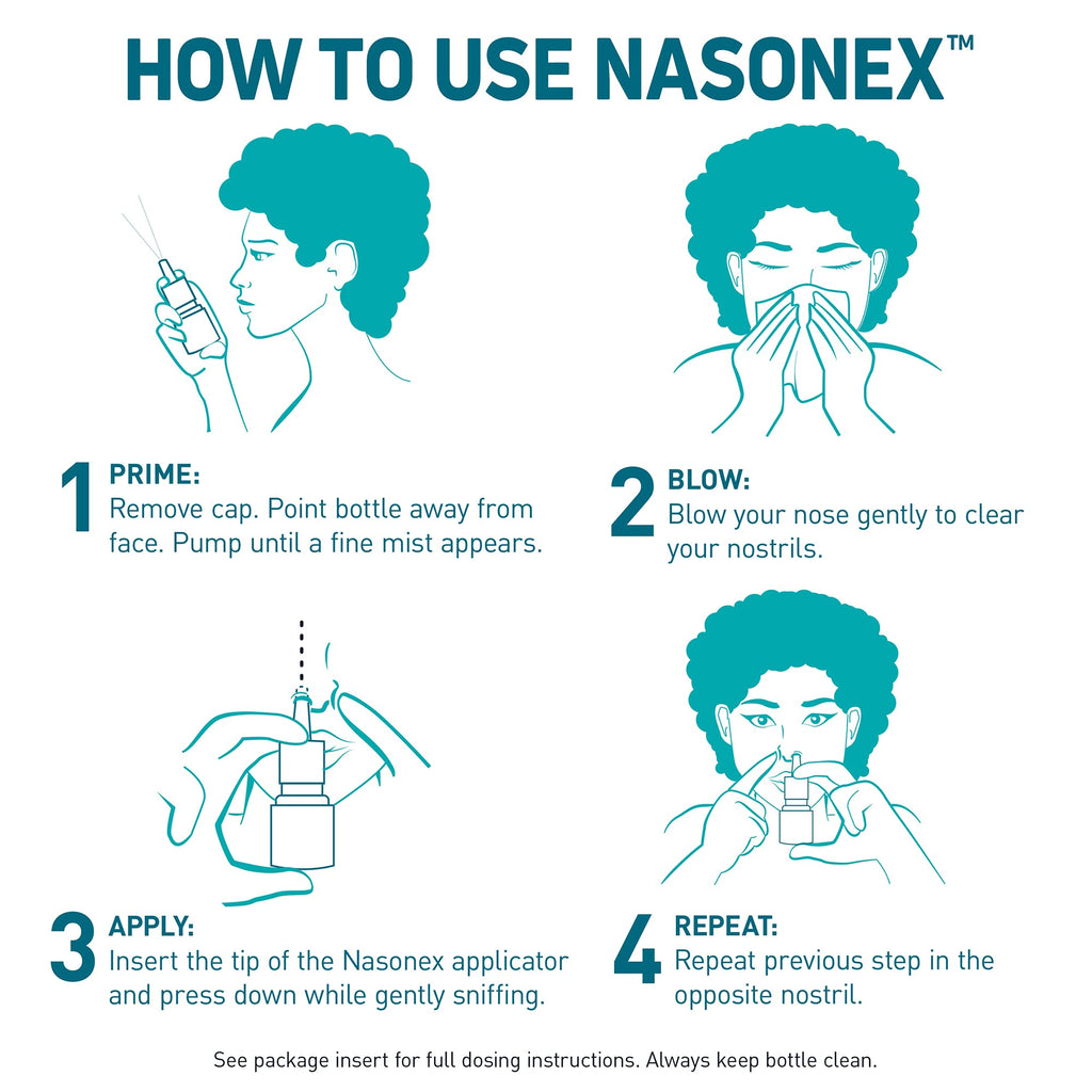 Nasonex 24HR Allergy Nasal Spray, Non-Drowsy, Scent-Free Mist, Allergy Symptoms + Nasal Congestion, Full Prescription Strength, 120 Sprays, 2 Pack