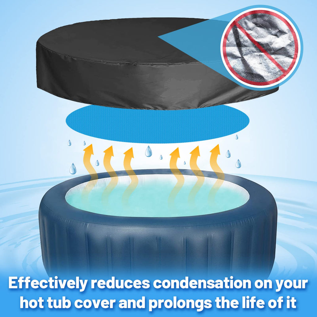 MADHOLLY Spa Hot Tub Cover for Heat Retention - 7FT Dia Round 16-Mil Heavy-Duty Bubble Solar Blanket for Preventing Water Evaporation, Easy to Cut and Clean