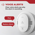Kidde Smoke Detector, 10-Year Battery Powered, with Voice Alerts, LED Status Lights, 85 dB Alarm, 5-inches, 20SD10-V, 1 Pack