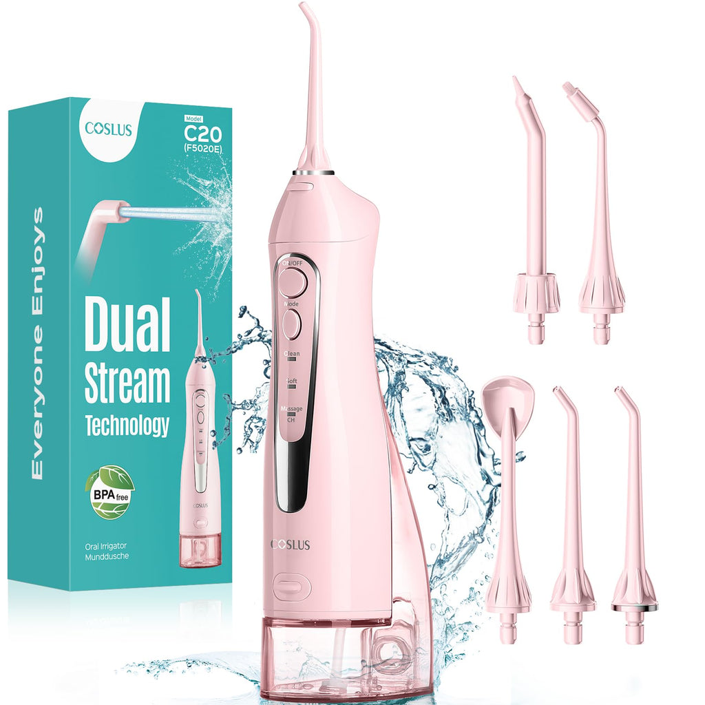 COSLUS ADA Accepted C20 Water Dental Flosser Pick, Professional Set Pink