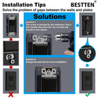 BESTTEN 20 Pack 1-Gang Black Screwless Wall Plate, Unbreakable Polycarbonate Outlet Cover, H4.69" x W2.91", for Light Switch, Dimmer, GFCI, USB Receptacle, Gloss