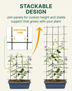 DAIM Multi Link Trellis Plant Support Garden Trellis for Climbing Plants Outdoor Plant Supports for Indoor Plants Stackable Fence Tower Modular L or V-Shape for Balconies & Gardens, Gray, 16 Pieces
