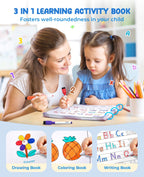 JoyCat Preschool Learning Activities 48 Reusable Pages, Handwriting Practice for Kids Toddlers, Tracing Letter Number Workbooks, Educational Autism Busy Book, Learning Gift Toys for 3 4 5 Year Olds