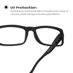 Readerest Blue Light Blocking Reading Glasses - 1.5 x Magnification Strength - Computer Eyeglasses with Thin Reflective Lens, UV Protection, Antiglare - Stylish Glasses for Men and Women - Black