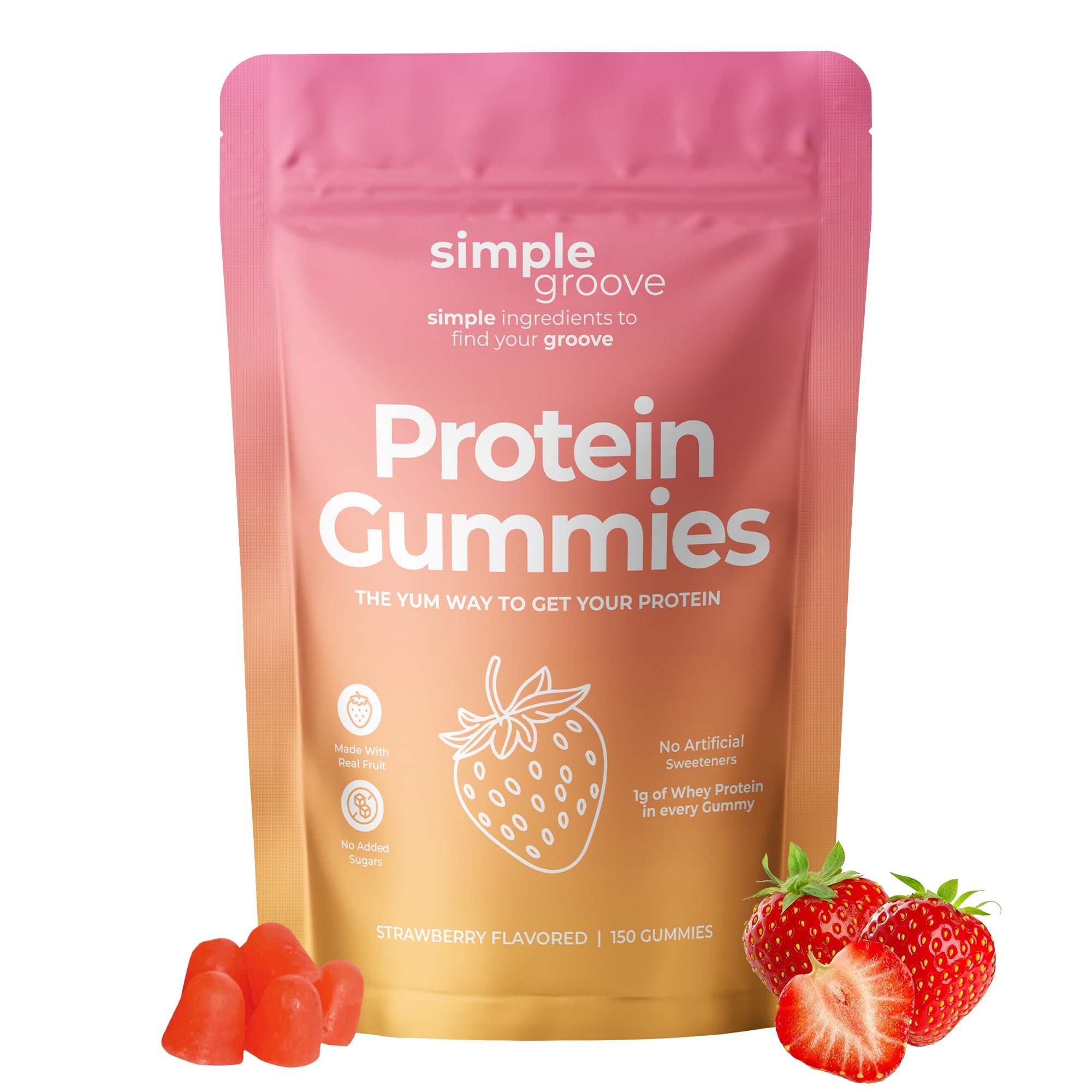 simple groove Protein Gummies|1g Whey Protein per Gummy | Healthy Snacks | Essential Amino Acids | Healthy Gummy Candy | Gummies for Women Men Kids