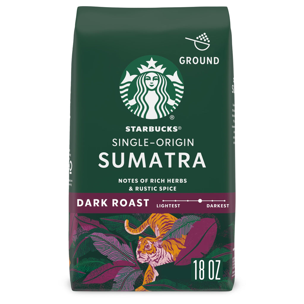 Starbucks Ground Coffee Sumatra Dark Roast, 18 oz Bag