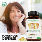 Black Seed Oil Capsules – Organic Cold Pressed Black Cumin Oil, High TQ Nigella Sativa, 1000mg per Capsule, 3 Month Supply - 180 Softgels