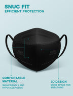 TOPMAX KN95 Face Masks 50 Pack 5-Ply Breathable Filter Efficiency≥95% Protective Cup Dust Disposable Masks Against PM2.5 Black
