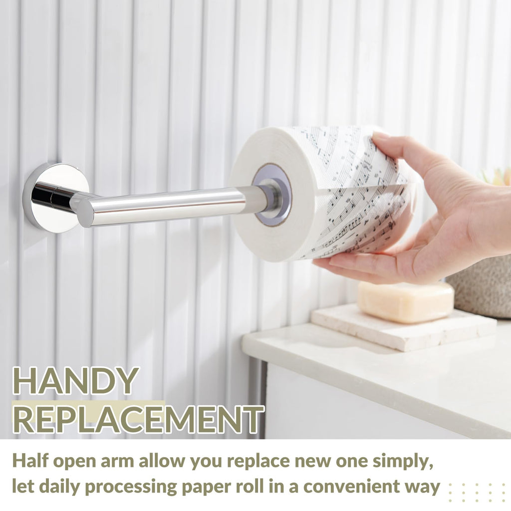 Toilet Paper Holder Polished Chrome, APLusee 304 Stainless Steel Tissue Roll Hanger, Round TP Roll Dispenser for Bathroom Kitchen Washroom, Wall Mount