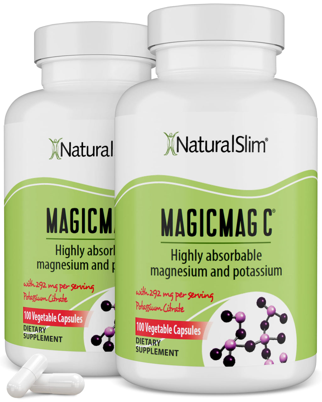 MagicMag C by NaturalSlim, Magnesium Citrate Capsules for Muscle Relaxation, Sleep Quality, Nerve Function & Electrolyte Support, Daily Magnesium Supplement for Men and Women, 100 Capsules