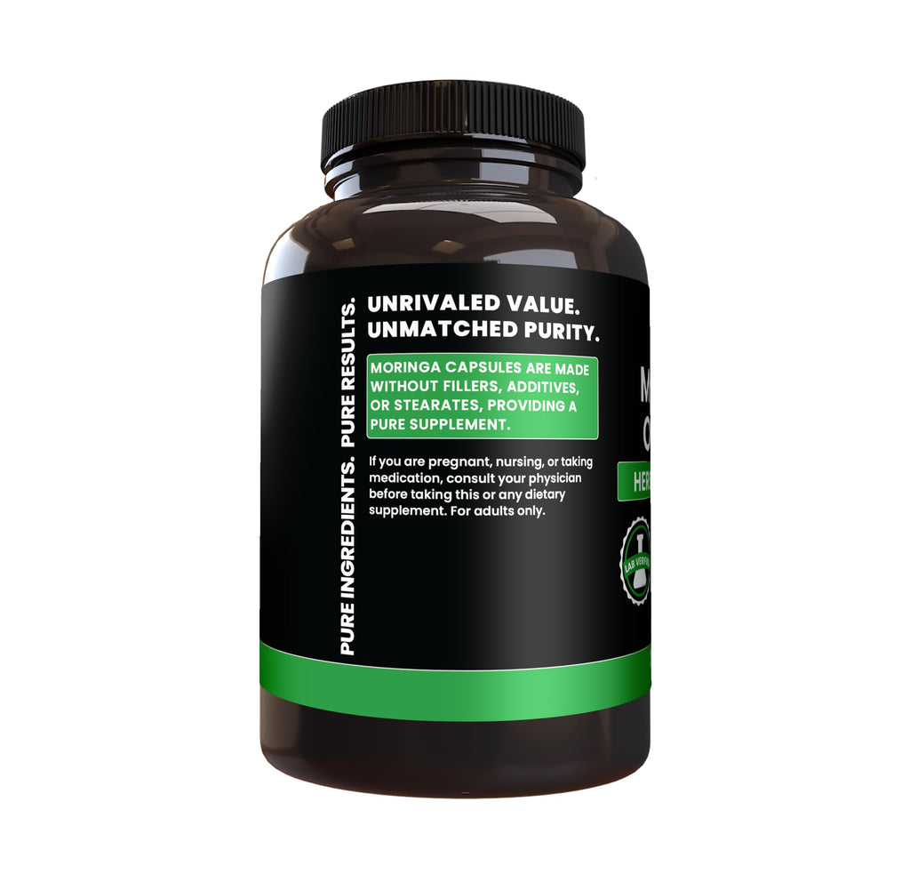 PURE ORIGINAL INGREDIENTS Moringa (365 Capsules) No Magnesium Or Rice Fillers, Always Pure, Lab Verified