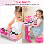 Love&Mini Kids Keyboard Toys for Girls - 37 Keys Pianos Toy with Stool and Microphone Pink Electronic Musical Instrument, Christmas Birthday Gift for Kids 3 4 5 6 7 8 Years Old Boy and Girl