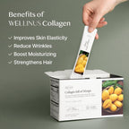 Korean Collagen Jelly Sticks - 25 Mango Flavored Marine Collagen Peptide Snacks for Anti-Aging- Collagen Protein Sugar-Free, Travel Packs for Hair & Nail Strength