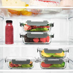 M MCIRCO 10 Pack,22 oz Glass Food Storage Containers with lids, Gray