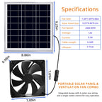 Solar Powered Fan Kit 7 inch Solar Fan for Chicken Coop, Shed, Greenhouse, Outside, Solar Exhaust Fans Solar Panel Fan for Dog Pet Houses