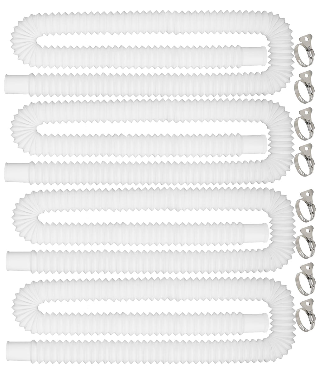 Pool Hoses for Above Ground Pools, 4 Pack 1.25 Inch Pool Filter Pump Hoses, Compatible with Pool Filter Pump 607, 637 With 8 Metal Clamps