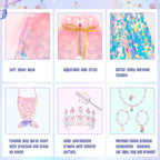 Meland Princess Dress Up for Girls 3-8, Mermaid Cape with Crown, Dress Up Clothes for Girls Birthday Gift, Christmas, Halloween Role Play Costumes, Toys for Kids Toddlers Pretend Play