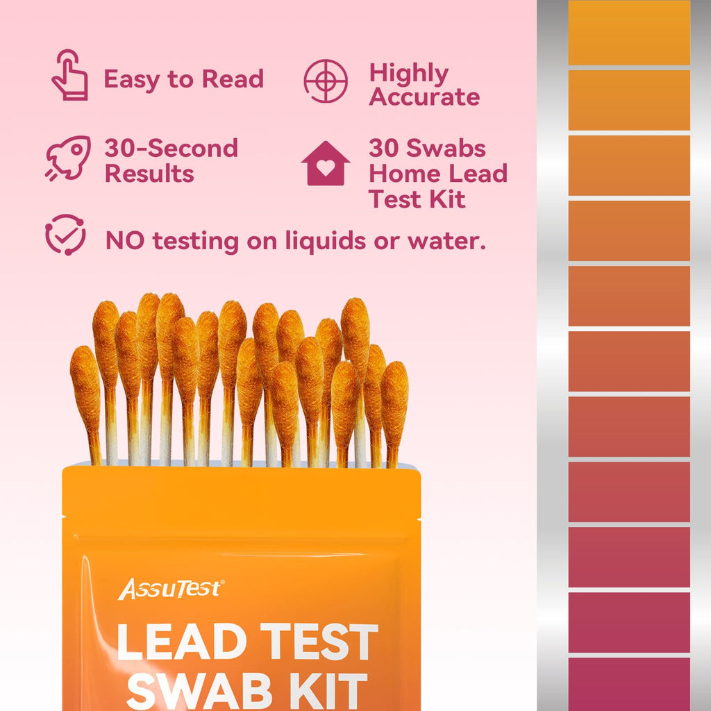 AssuTest Lead Test swabs Kit - 30 PCS Lead Paint Test Kit for Home Use, Lead Tester for Dishes Ceramics Toys Metal Wood Jewelry House Furniture Instant Lead Detection in 30 Seconds