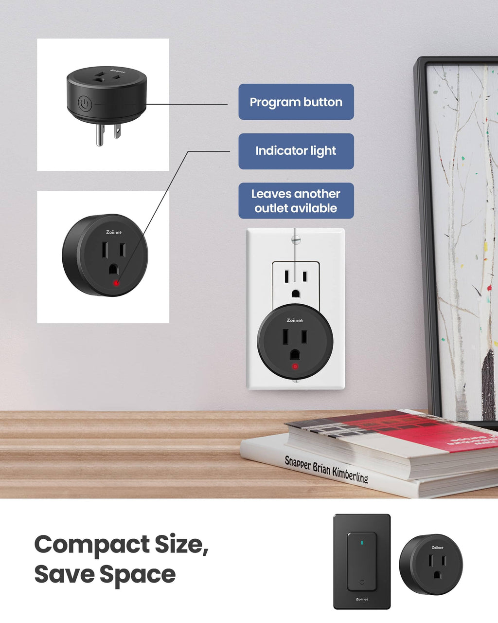 Remote Control Outlet Plug with 2 Switches, Buckle Design & Removable Wireless Light Switch, 300 ft, 1500W On Off Power Switch for Household Appliances, No Wiring No WiFi, Programmable, Black