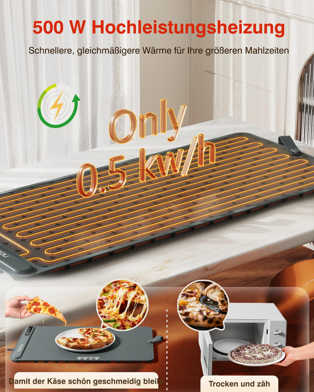 Warming Mat for Food (35"x16") - iTRUSOU Extra Large Electric Warming Tray with 7-Level Temp, 500W High-Power & 99H Timer - Rollable XL Large Food Warming Mat for Parties & Buffet