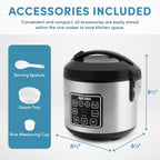 AROMA Digital Rice Cooker, 4-Cup (Uncooked) / 8-Cup (Cooked), Steamer, Grain Cooker, Multicooker, 2 Qt, Stainless Steel Exterior, ARC-914SBD
