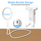 Neck Magnifier Hands Free with Light, 10X 5.2 Large Magnifying Glass with 36 LED Light, Flexible Gooseneck for Close Work Reading Sewing Senior (White)