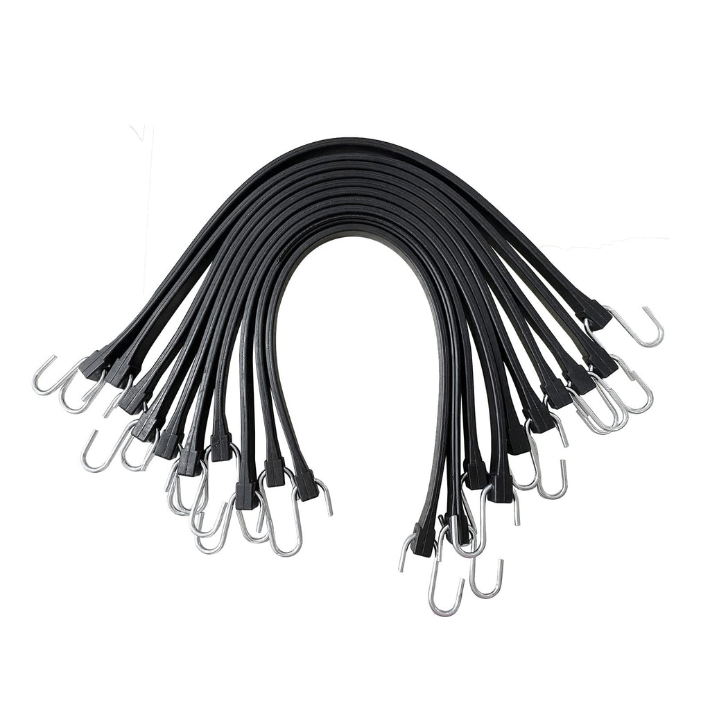 ROBLOCK 31" Rubber Tarp Straps with 150% Max Stretch, 100% EPDM Bungee Cords with Metal Crimped S Hooks, Ideal for Securing Tarps, Cargo, Canvases, Weatherproof (10 Pack)