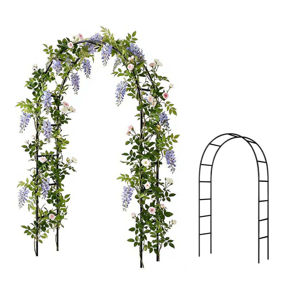 SCENDOR Iron Pergola Arbor Practical, 7.9 Feet High x 4.6 Feet Wide, Assemble Easily for Various Climbing Plant Wedding Garden Arch Bridal Party Decoration Wide Arbor