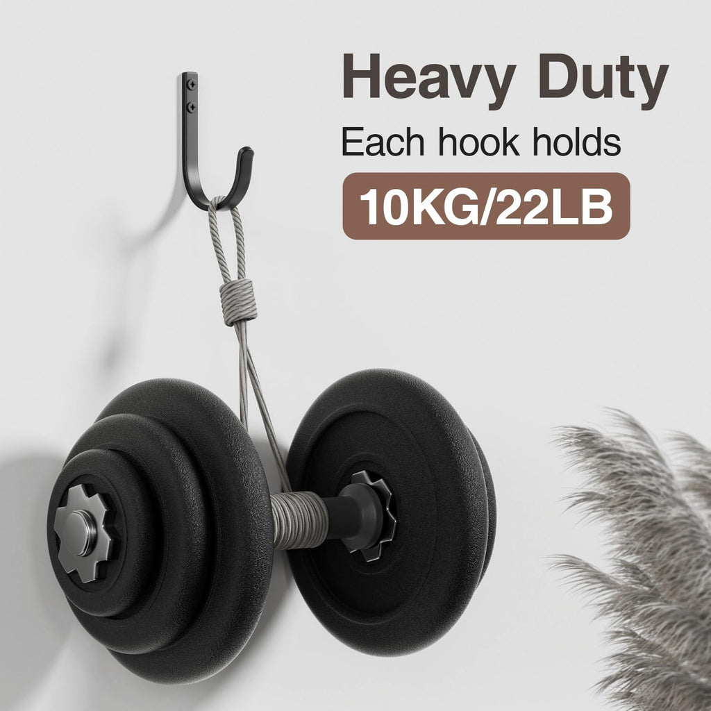 Josmimic 20-Pack Wall Hooks for Hanging Towel/Coat - 22LB Screw in Metal Hanger Wall Mount, for Outdoor, Closet, Door, Bathrooms, for Backpack, Robe, Black