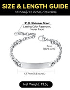 ChainsHouse Custom Name ID Bracelet Stainless Steel Cuban Chain Gift Women Personalized Engrave Bracelets for Men 7mm