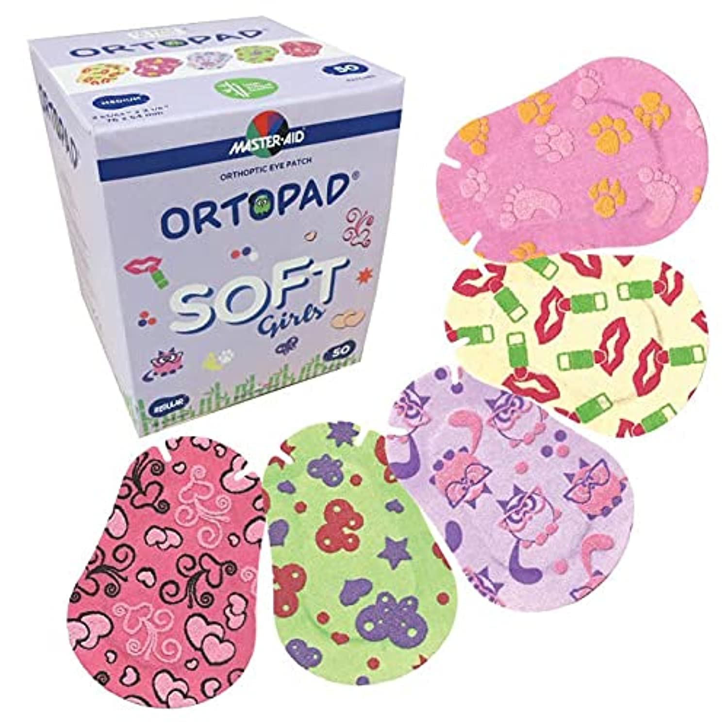 Ortopad® Soft Bamboo Girls Eye Patches, 50/Box (Regular Size, 4+ yrs) Textured Accents