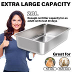 LEGOURNS XL Stainless Steel Litter Box 2 Pack, 23.6"x15.8"x6" (Height) Extra Large, Silver, Cat Litter Box, High Sides, Non Stick, No Smell, Easy Clean, Metal, For Big/Fat Cats & Kittens