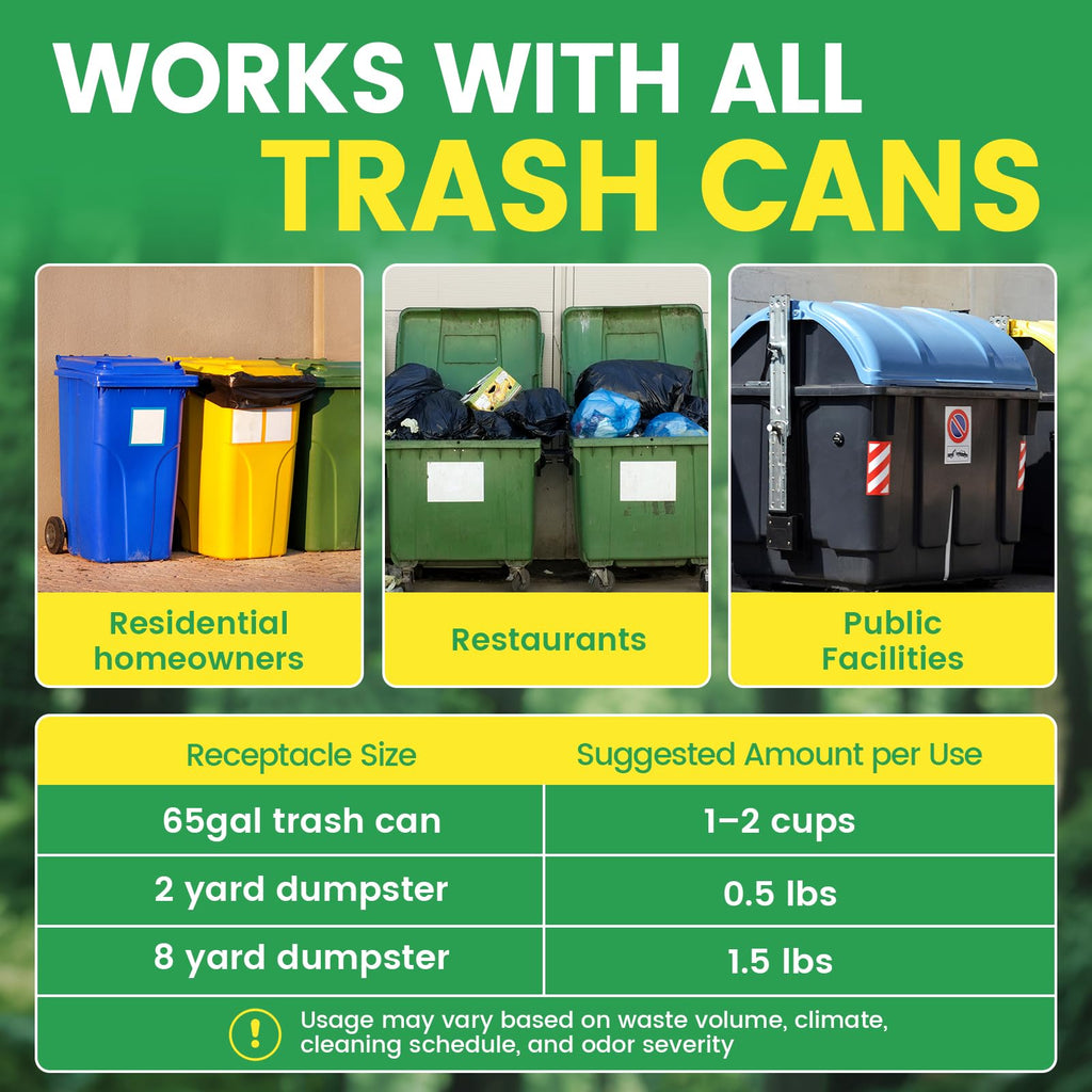 5lbs Trash Can Deodorizer & Liquid Absorber – Odor Absorbing Granules for Trash Cans, Kitchen Bins & Outdoor Dumpsters – Plant-Based Garbage Deodorizer for Fresher-Smelling Bins