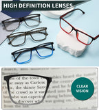 READITEASY Mens Reading Glasses 2.0+ Blue Light Blocking 4 Pack, Wide Computer Readers for Men with Spring Hinge Reduce Eyestrain/UV/Dryness, Square Large Trendy Eyeglasses 2.0