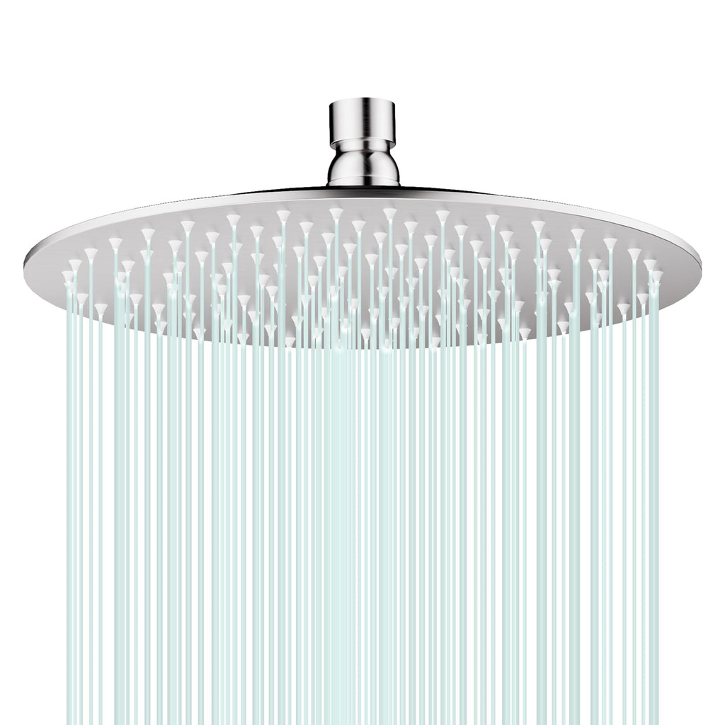 AULEEND All Metal Rain Shower Head - Heavy Duty Stainless Steel, Easy Install, High Water Flow, Ultra-Thin Modern Design for Bathroom (Chrome, 10)