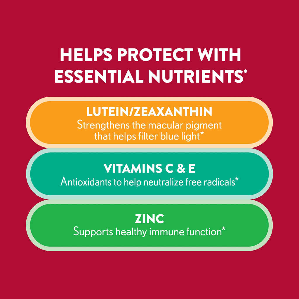 Ocuvite Eye Vitamin & Mineral Supplement, Gummy Multivitamin for Eyes, Zinc, Vitamin C & E, Lutein & Zeaxanthin Supplements for Vision Support for Adults, 60 Gummies