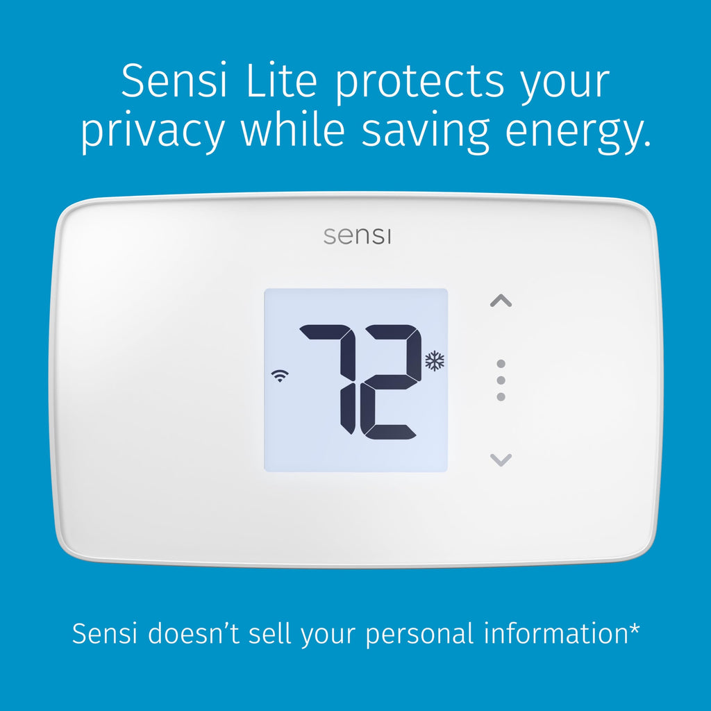 Sensi Lite Smart Thermostat, Programmable, WiFi, Easy DIY, Works With Alexa, ENERGY STAR Certified, ST25W, Most Systems C-Wire Not Required, C-Wire needed with Heat/Cool Only & Heat Pump System -White