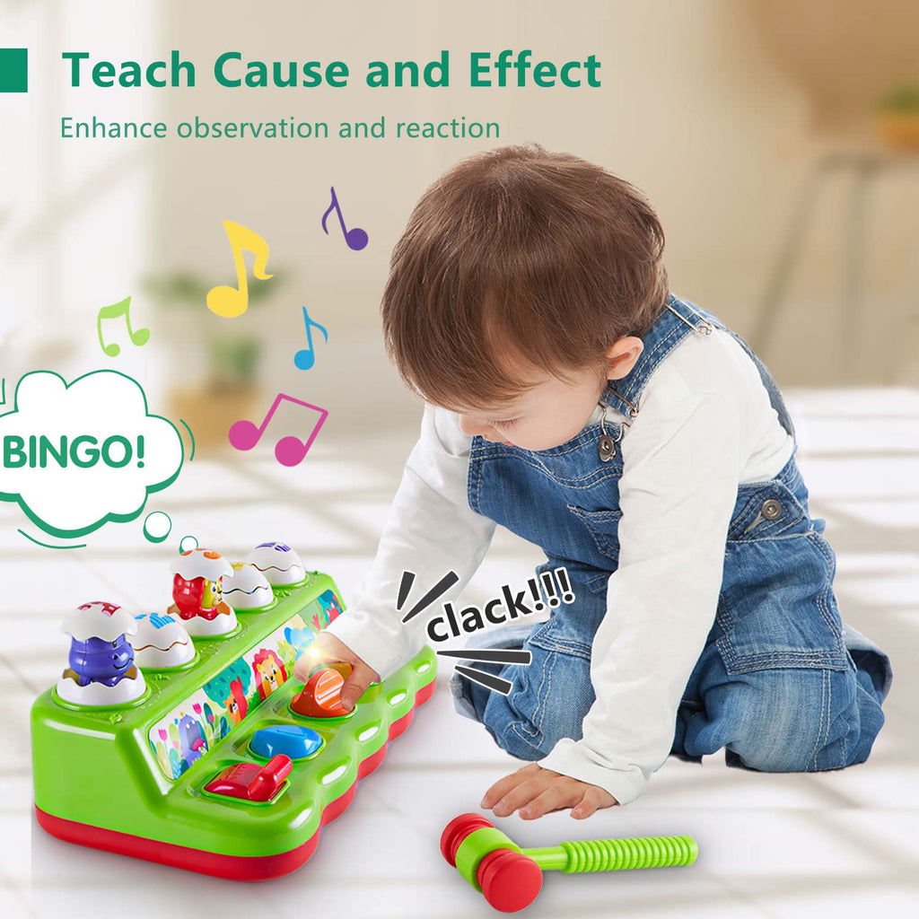 Baby Cause and Effect Pop Up Animal Toys for 1 Year Old Boy Girl with Light