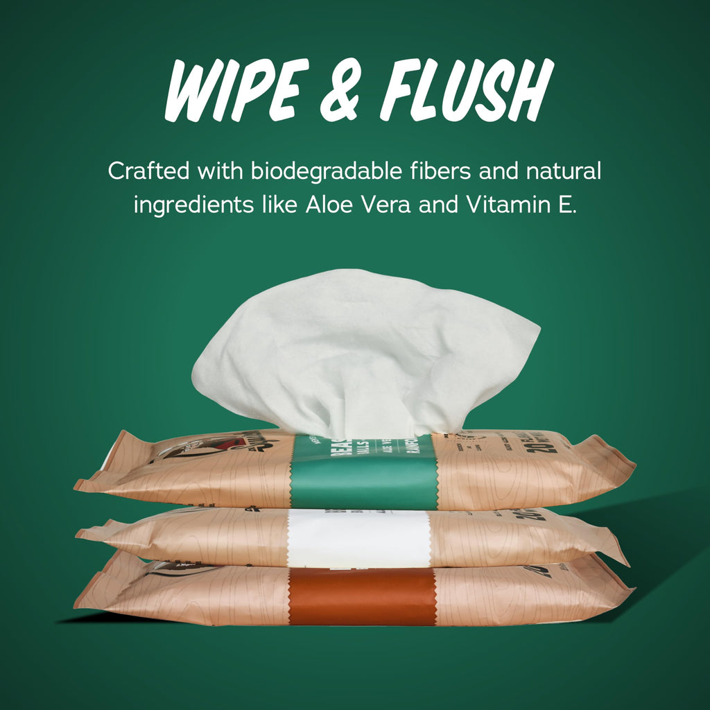 Dr. Squatch Beast Wipes - Flushable Adult Wipes for Men - Soothing and Refreshing - 2 Pack Wood Barrel Bourbon