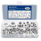 WEGOUP 900 Pcs Stainless Steel Flat Washers for Screws, Assorted Sizes