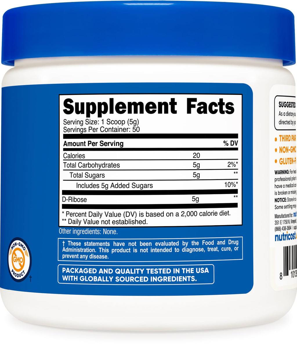 Nutricost D-Ribose Powder (250 Grams)