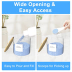 3+1 Pack Laundry Pods Containers & Dryer Sheet Holder & Laundry Detergent Dispenser, Laundry Room Organization and Storage Jars with Lids, Labels and Scoops for Scent Booster, Powder, Pods