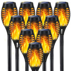 10Pack Solar Torch Light Outdoor Flickering Flame for Halloween Decorations