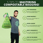 Simply Bio 3 Gallon Compostable Trash Bags Liners Drawstring, Heavy Duty Extra Thick 1 Mil, 11.36 Liter, 50 Bags, Small Kitchen Food Scrap Waste Bag, ASTM D6400, US BPI and OK Compost Home Certified