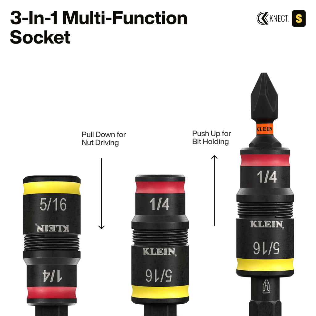 Klein Tools 65302KNECT Impact Socket Set, KNECT (S) 33-Piece SAE and Metric Pass-Through Socket Tool Set, Impact Driver Adapter, MODbox Tool Organization