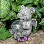 Jy.Cozy Garden Dragon Statue Solar Powered Outdoor Figurine Light Decor Cute and Hold Glowing Glass Ball Resin Sculpture Home Decoration for Porch Patio Lawn Farm Yard Housewarming Ornament Gift