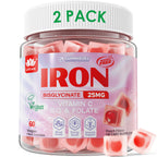 LILICARE Vegan Iron Supplement for Women 25mg, Sugar Free Iron Gummies with Vitamin C, Methy B12, Folate for Energy Boost, Iron Deficiency, No After Taste, Peach Flavor - 60 Count (Pack of 2)