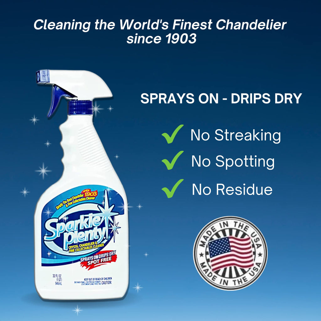 Bundle of Sparkle Plenty Chandelier Cleaner Drip Dry Spray No Wipe & Silk Plant Cleaner Spray No Wipe - Dust Cleaning Supplies for Fake Plant, Artificial Flower, Shower Glass or Window Screen (32 oz)