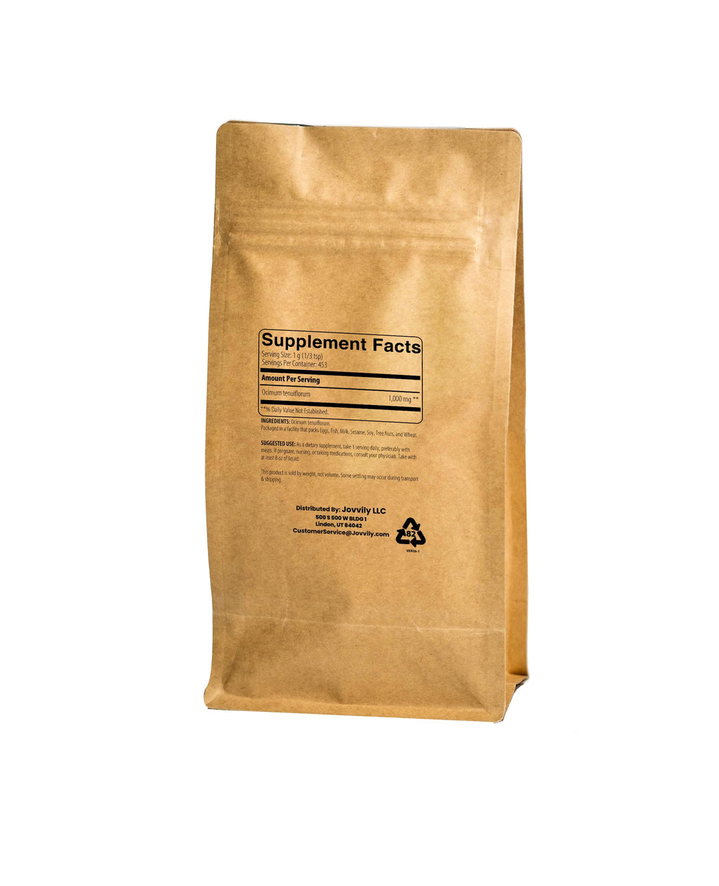 Jovvily Holy Basil Herbal Powder - 1lb - Tulsi - Traditional Supplement - Non-GMO